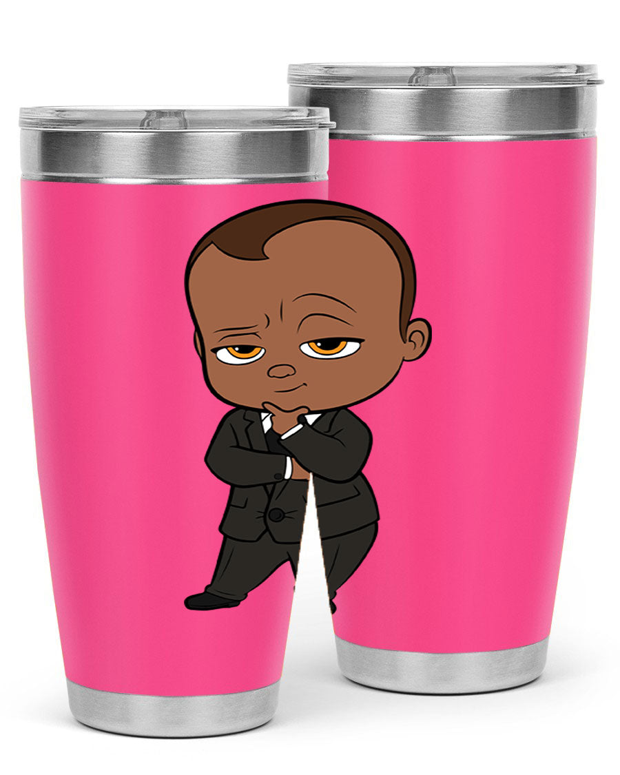 Black boy 9# tumbler in stainless steel with a sleek design, perfect for hot and cold beverages.