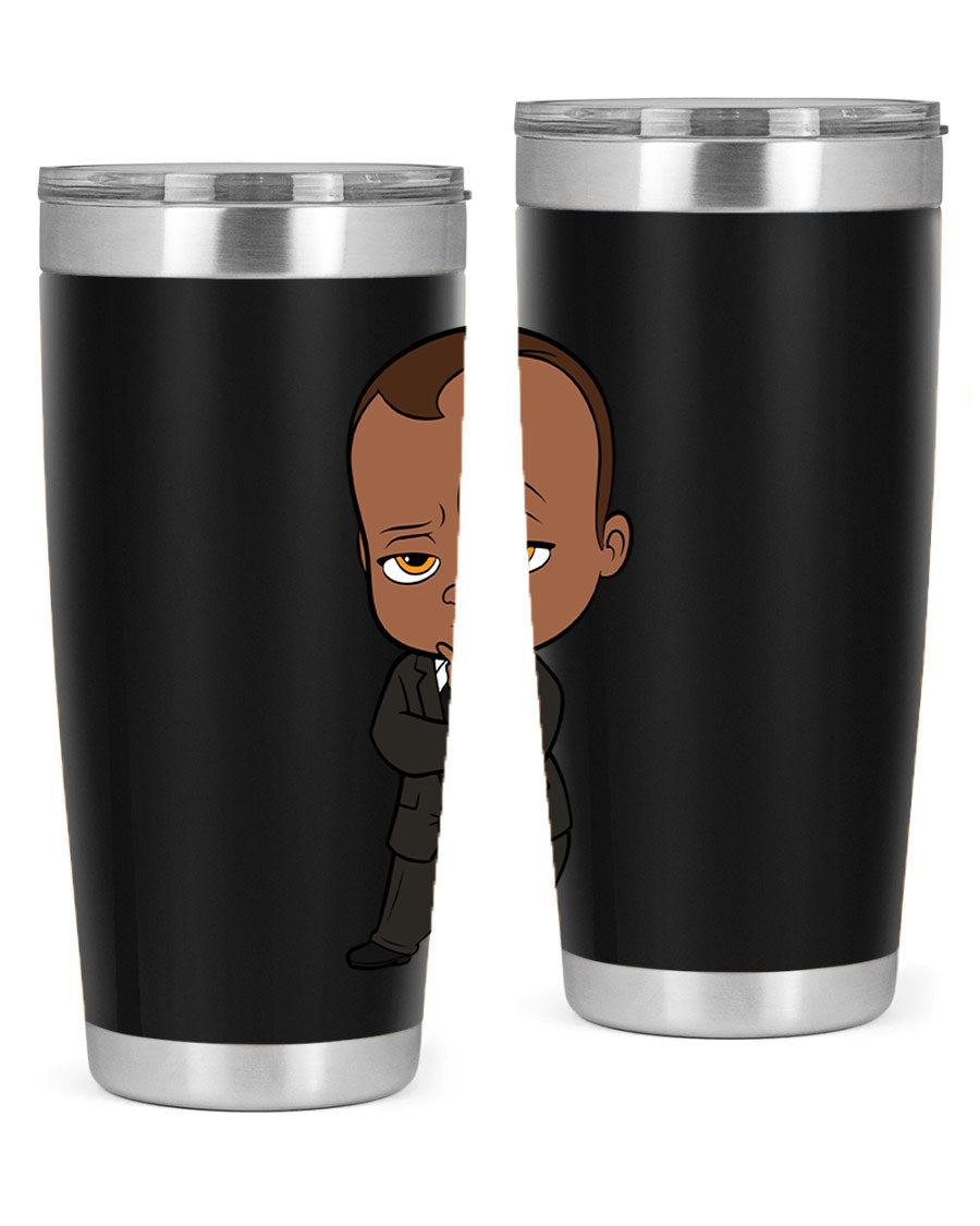 Black boy 9# tumbler in stainless steel with a sleek design, perfect for hot and cold beverages.