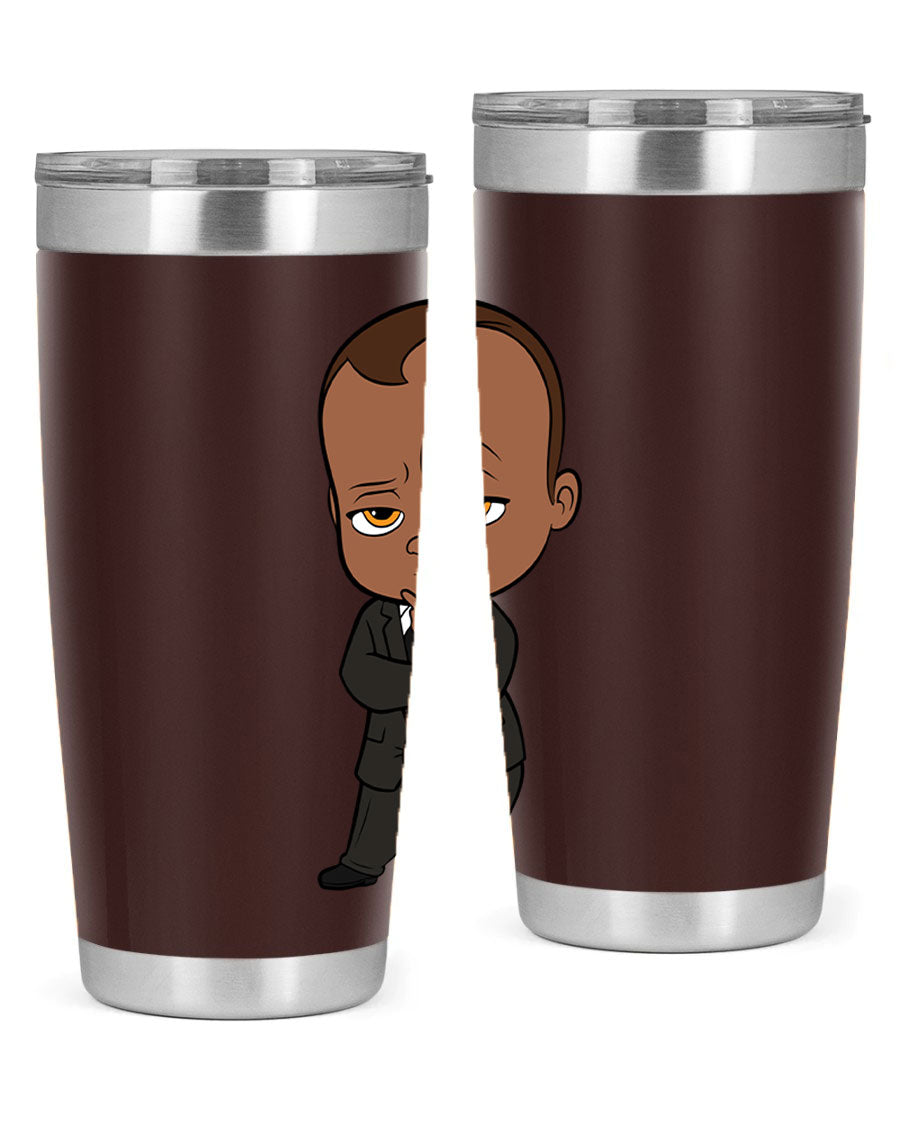 Black boy 9# tumbler in stainless steel with a sleek design, perfect for hot and cold beverages.