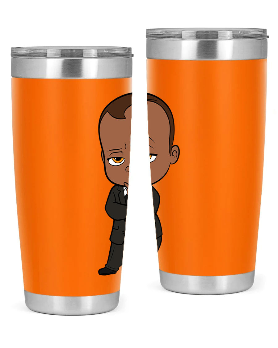 Black boy 9# tumbler in stainless steel with a sleek design, perfect for hot and cold beverages.