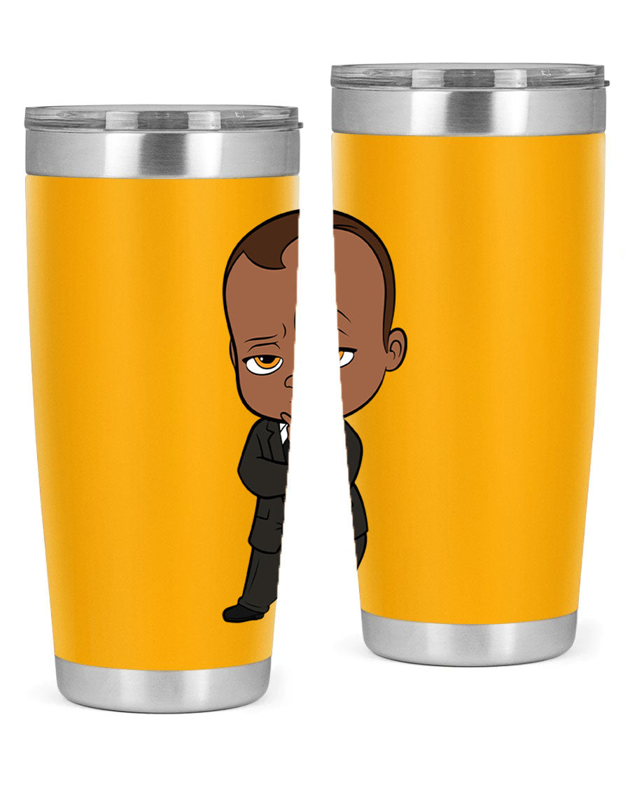 Black boy 9# tumbler in stainless steel with a sleek design, perfect for hot and cold beverages.