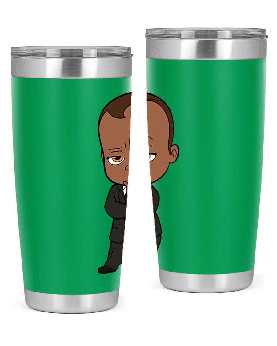 Black boy 9# tumbler in stainless steel with a sleek design, perfect for hot and cold beverages.