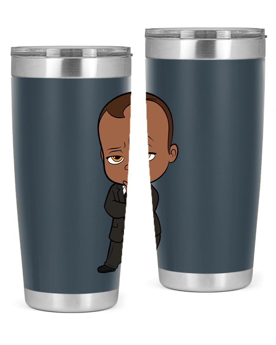 Black boy 9# tumbler in stainless steel with a sleek design, perfect for hot and cold beverages.