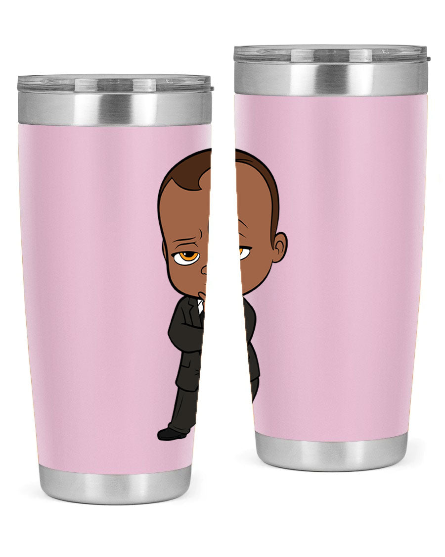 Black boy 9# tumbler in stainless steel with a sleek design, perfect for hot and cold beverages.