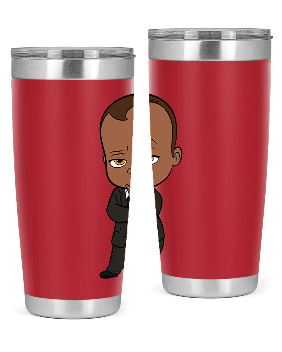 Black boy 9# tumbler in stainless steel with a sleek design, perfect for hot and cold beverages.