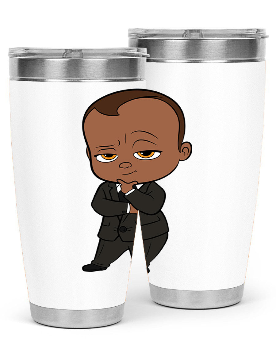 Black boy 9# tumbler in stainless steel with a sleek design, perfect for hot and cold beverages.