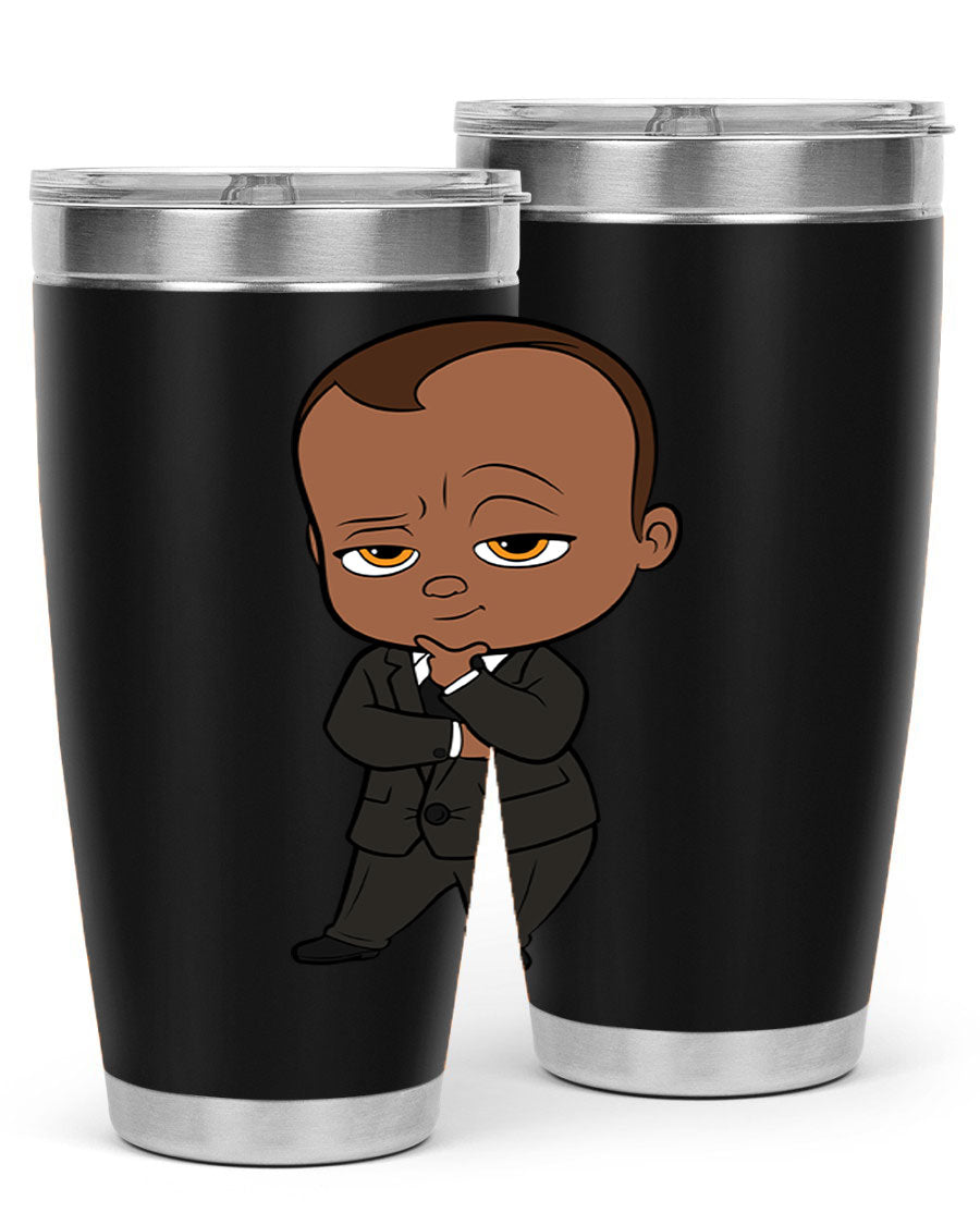 Black boy 9# tumbler in stainless steel with a sleek design, perfect for hot and cold beverages.