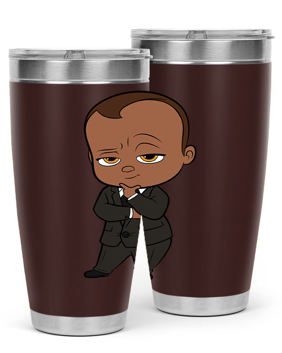 Black boy 9# tumbler in stainless steel with a sleek design, perfect for hot and cold beverages.