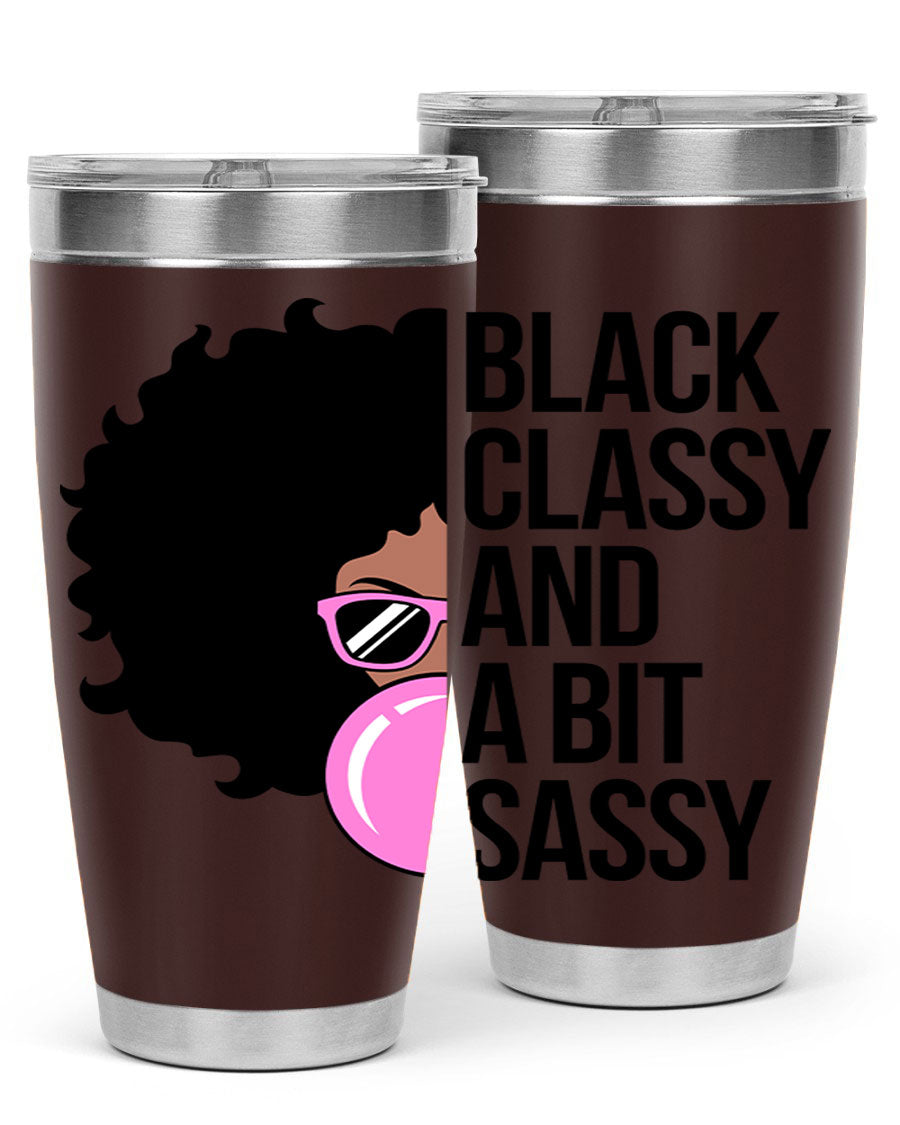 A stylish black cotton tank top featuring classy and sassy phrases, perfect for casual wear.