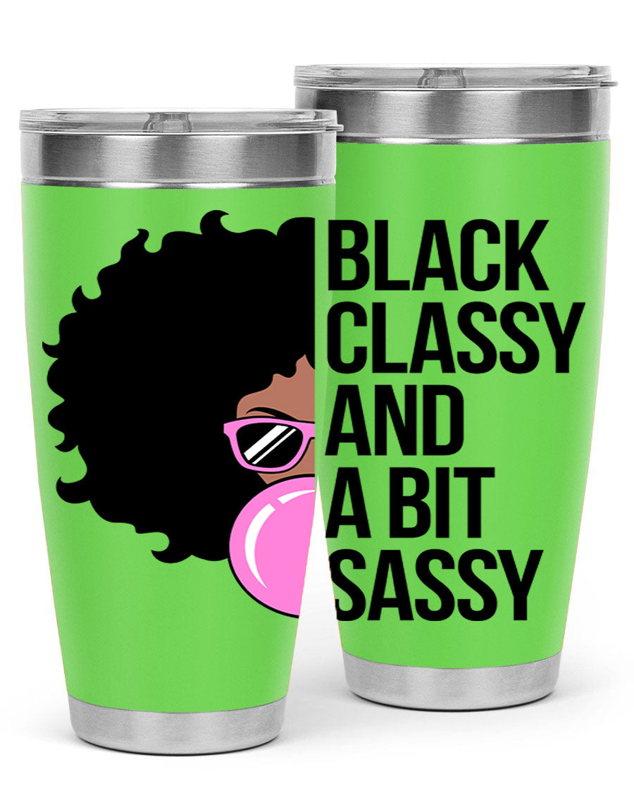 A stylish black cotton tank top featuring classy and sassy phrases, perfect for casual wear.