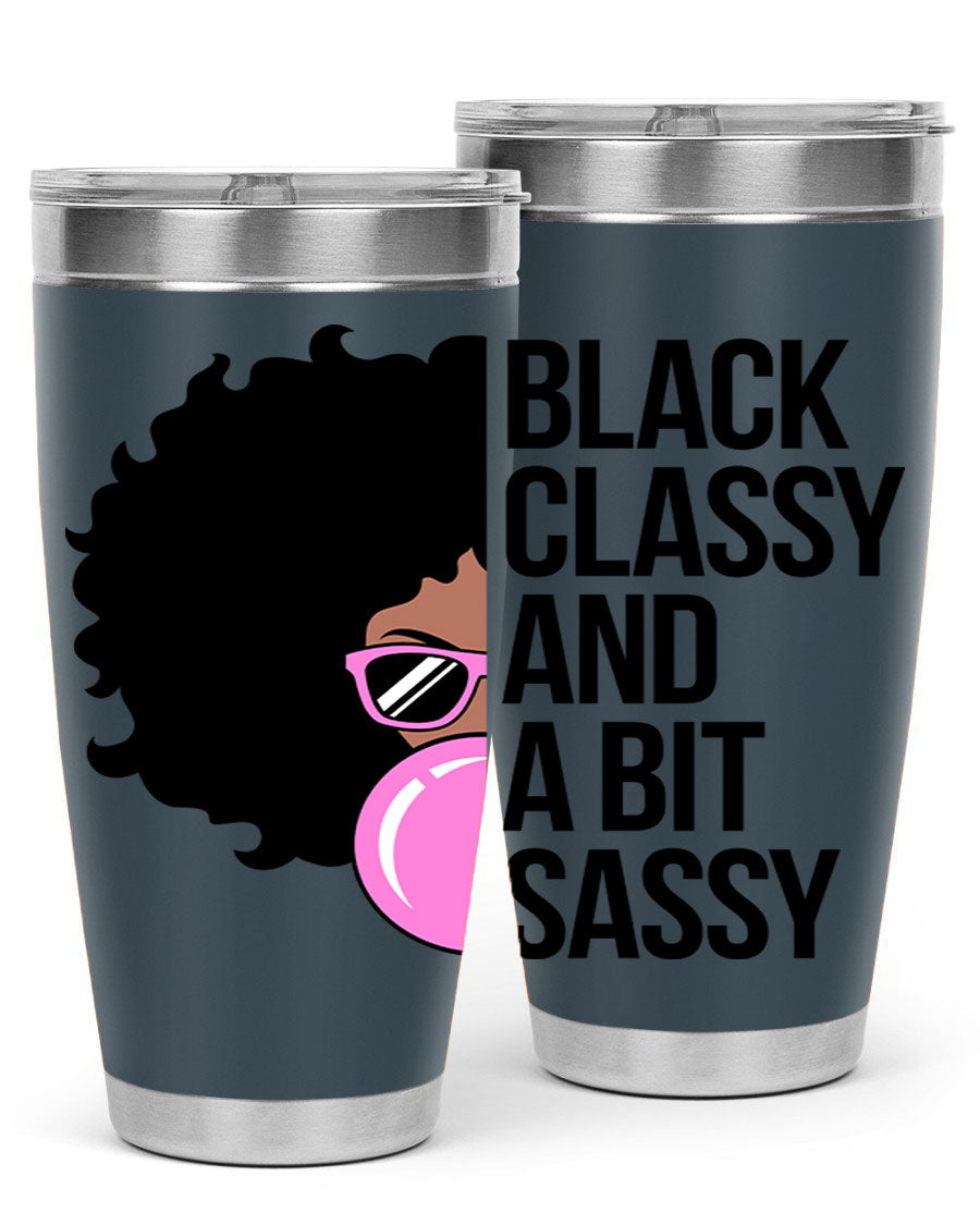 A stylish black cotton tank top featuring classy and sassy phrases, perfect for casual wear.