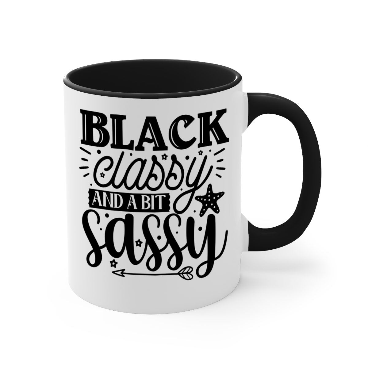 Black classy and a bit sassy Style 61# Mug with a glossy finish, featuring a colored handle and interior, available in multiple colors.