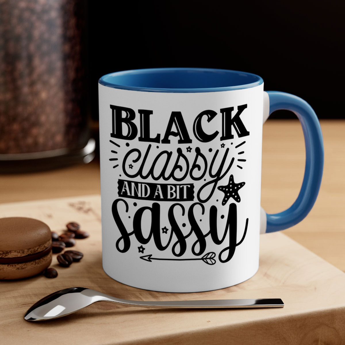 Black classy and a bit sassy Style 61# Mug with a glossy finish, featuring a colored handle and interior, available in multiple colors.