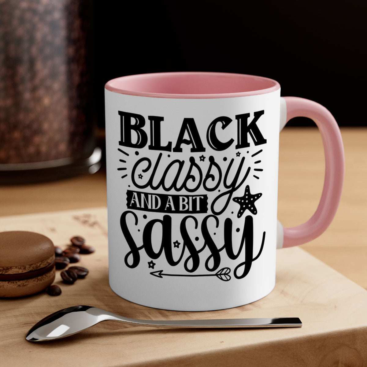 Black classy and a bit sassy Style 61# Mug with a glossy finish, featuring a colored handle and interior, available in multiple colors.