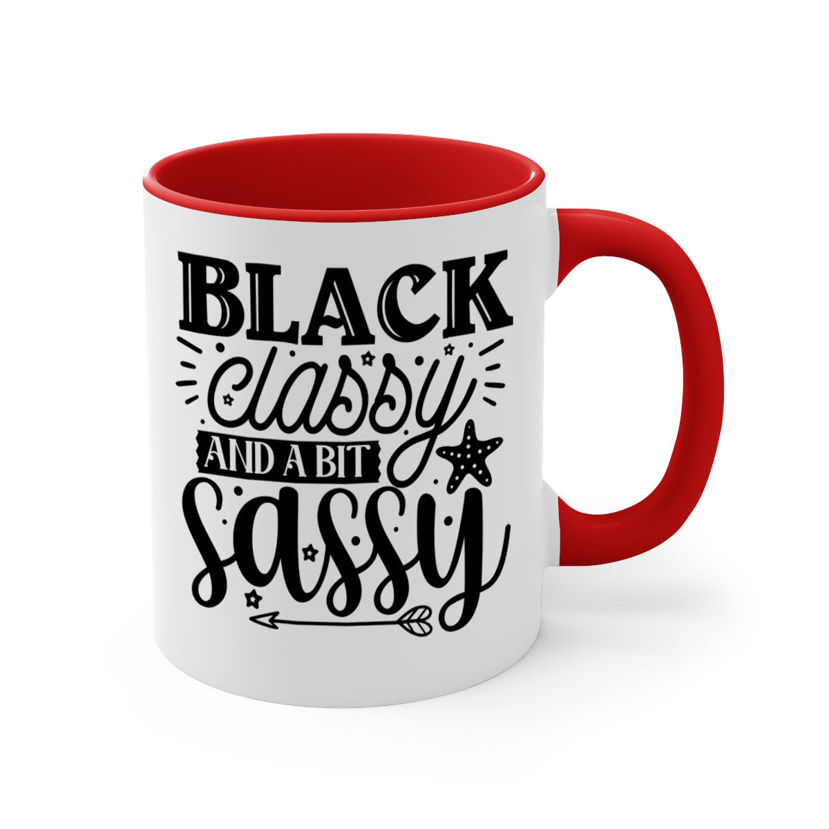 Black classy and a bit sassy Style 61# Mug with a glossy finish, featuring a colored handle and interior, available in multiple colors.