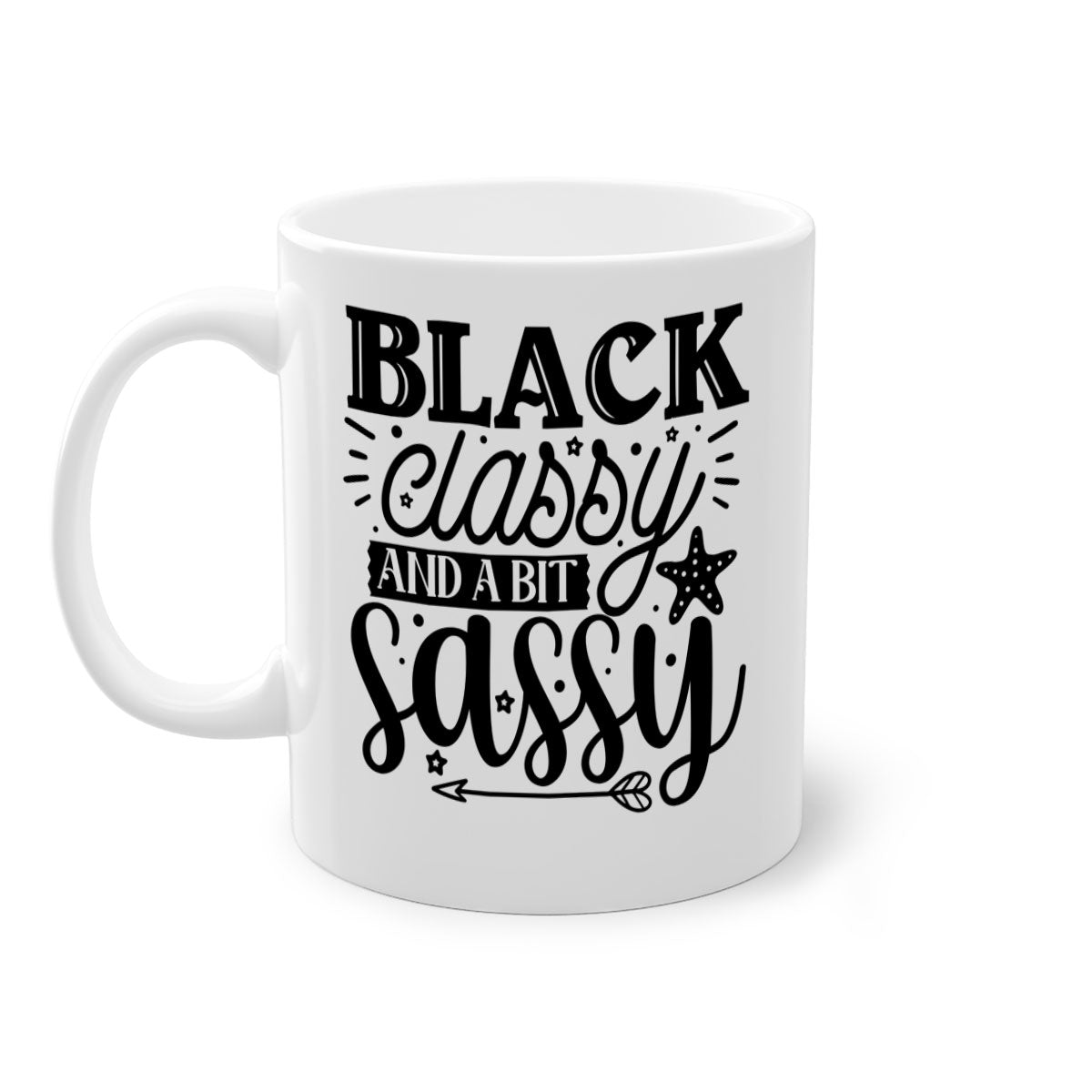 Black classy and a bit sassy Style 61# Mug with a glossy finish, featuring a colored handle and interior, available in multiple colors.