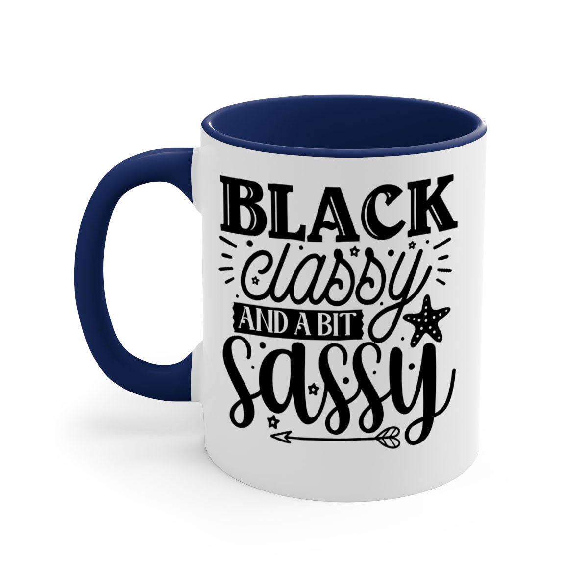 Black classy and a bit sassy Style 61# Mug with a glossy finish, featuring a colored handle and interior, available in multiple colors.