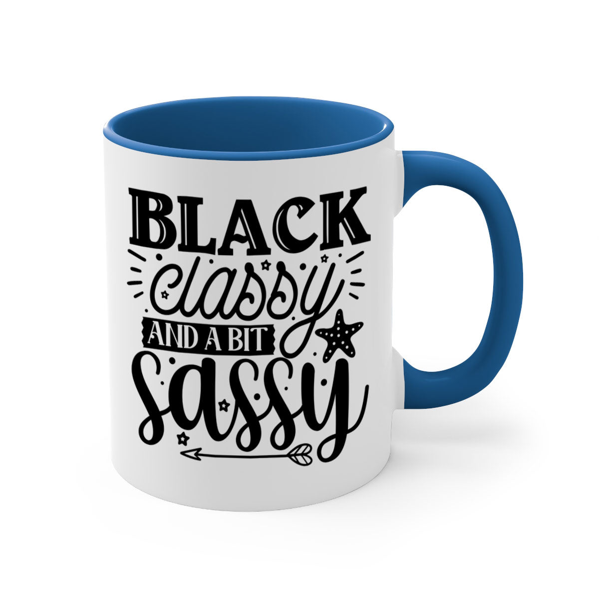 Black classy and a bit sassy Style 61# Mug with a glossy finish, featuring a colored handle and interior, available in multiple colors.