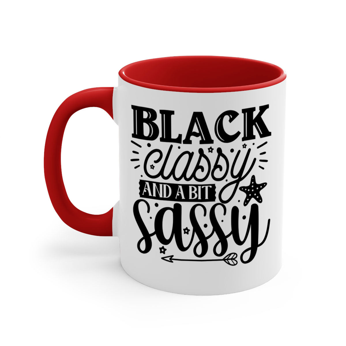 Black classy and a bit sassy Style 61# Mug with a glossy finish, featuring a colored handle and interior, available in multiple colors.