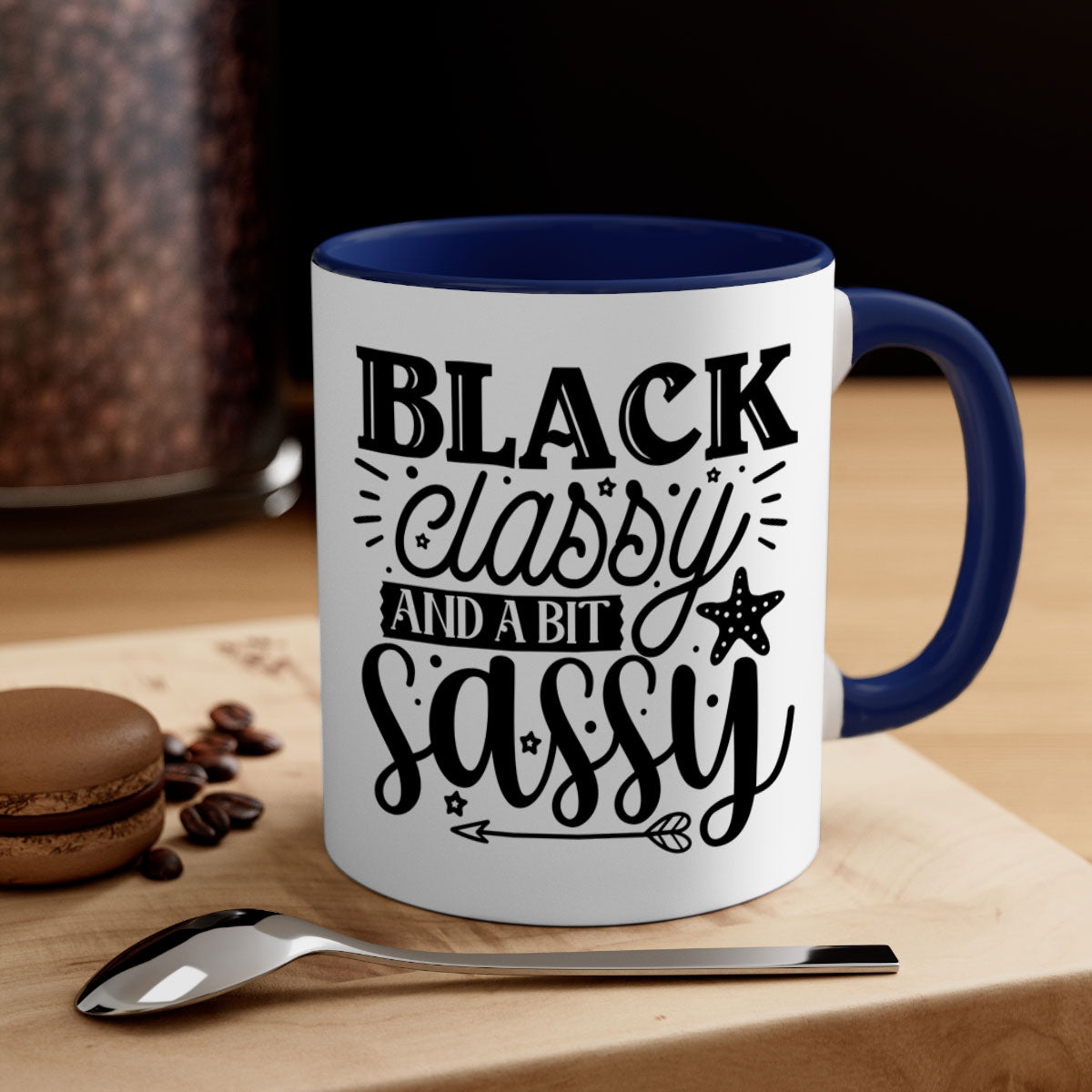 Black classy and a bit sassy Style 61# Mug with a glossy finish, featuring a colored handle and interior, available in multiple colors.