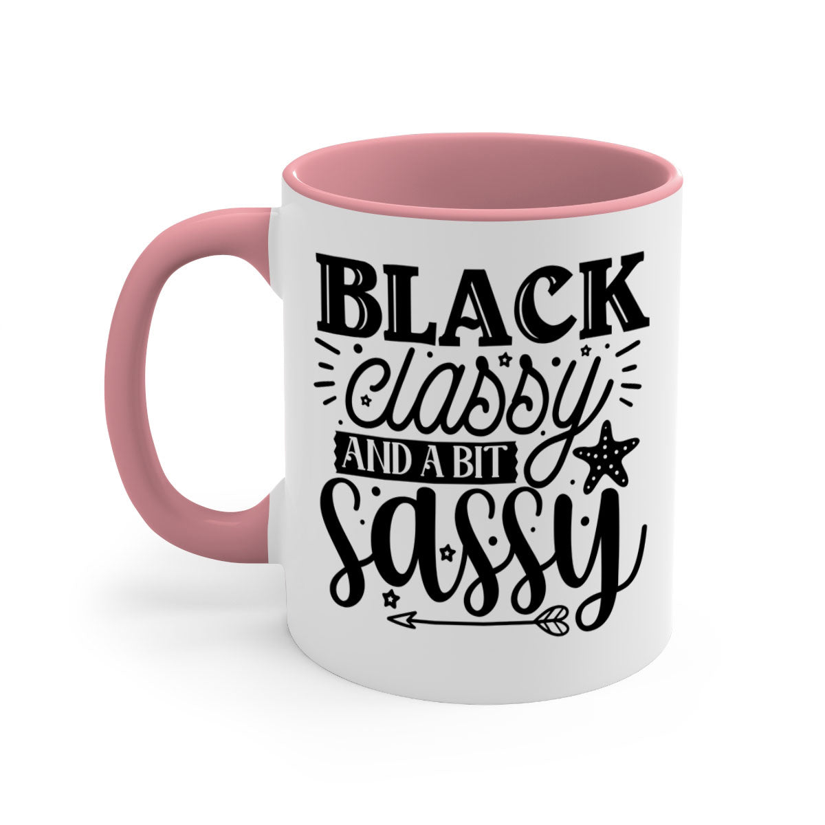 Black classy and a bit sassy Style 61# Mug with a glossy finish, featuring a colored handle and interior, available in multiple colors.