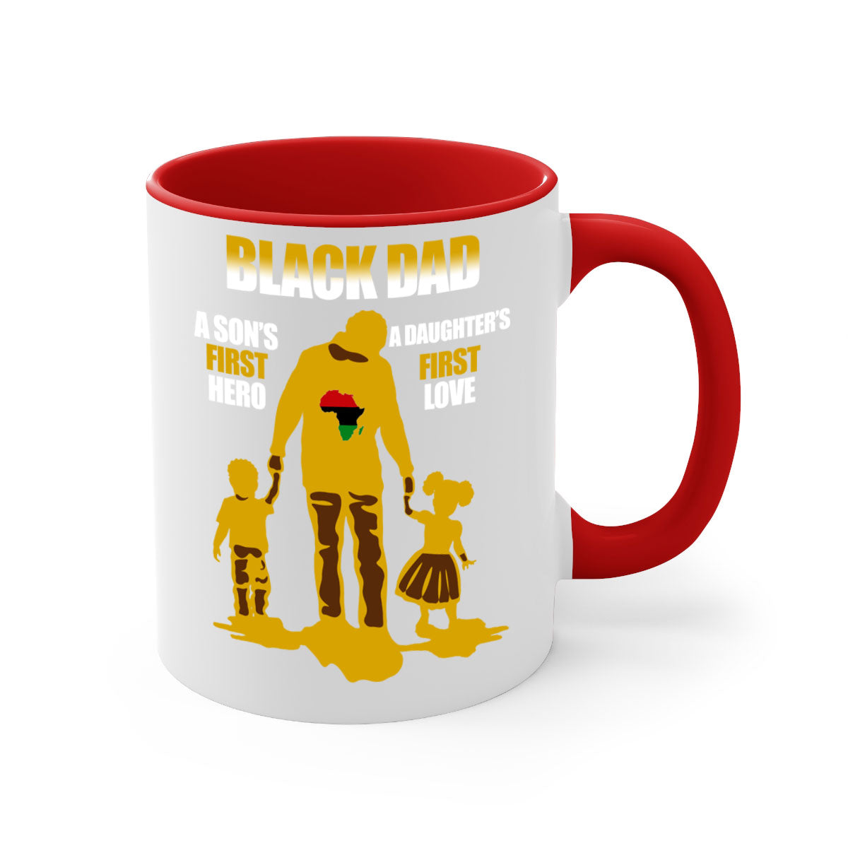 Black dad 212# mug with colorful handle and glossy finish, available in multiple colors and sizes.