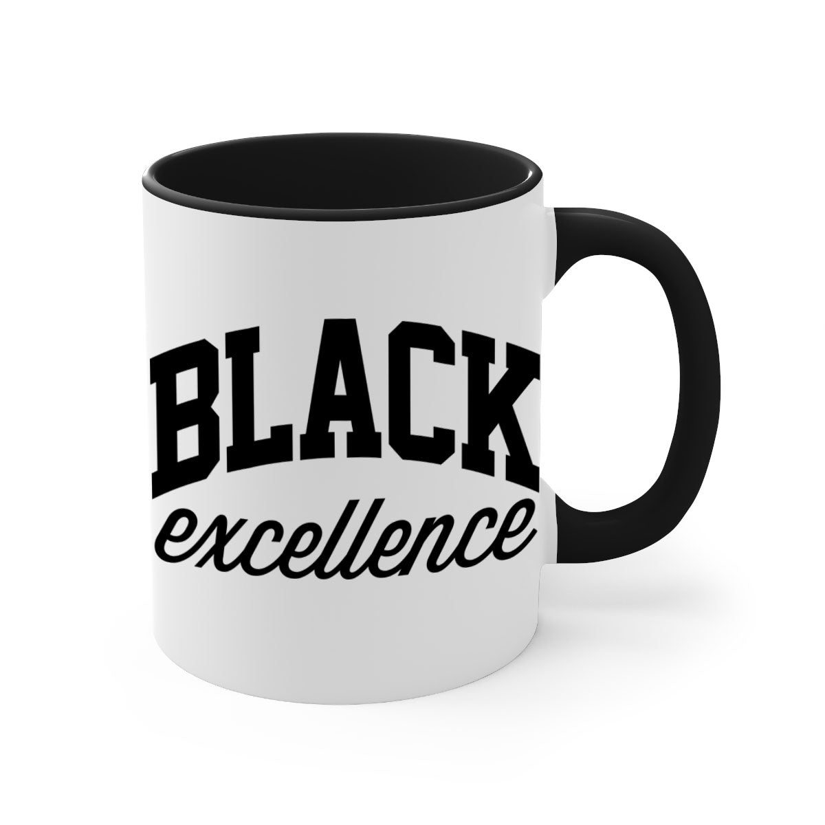 Black Excellence 211# Mug featuring a glossy finish with a colored handle and interior, available in multiple colors.