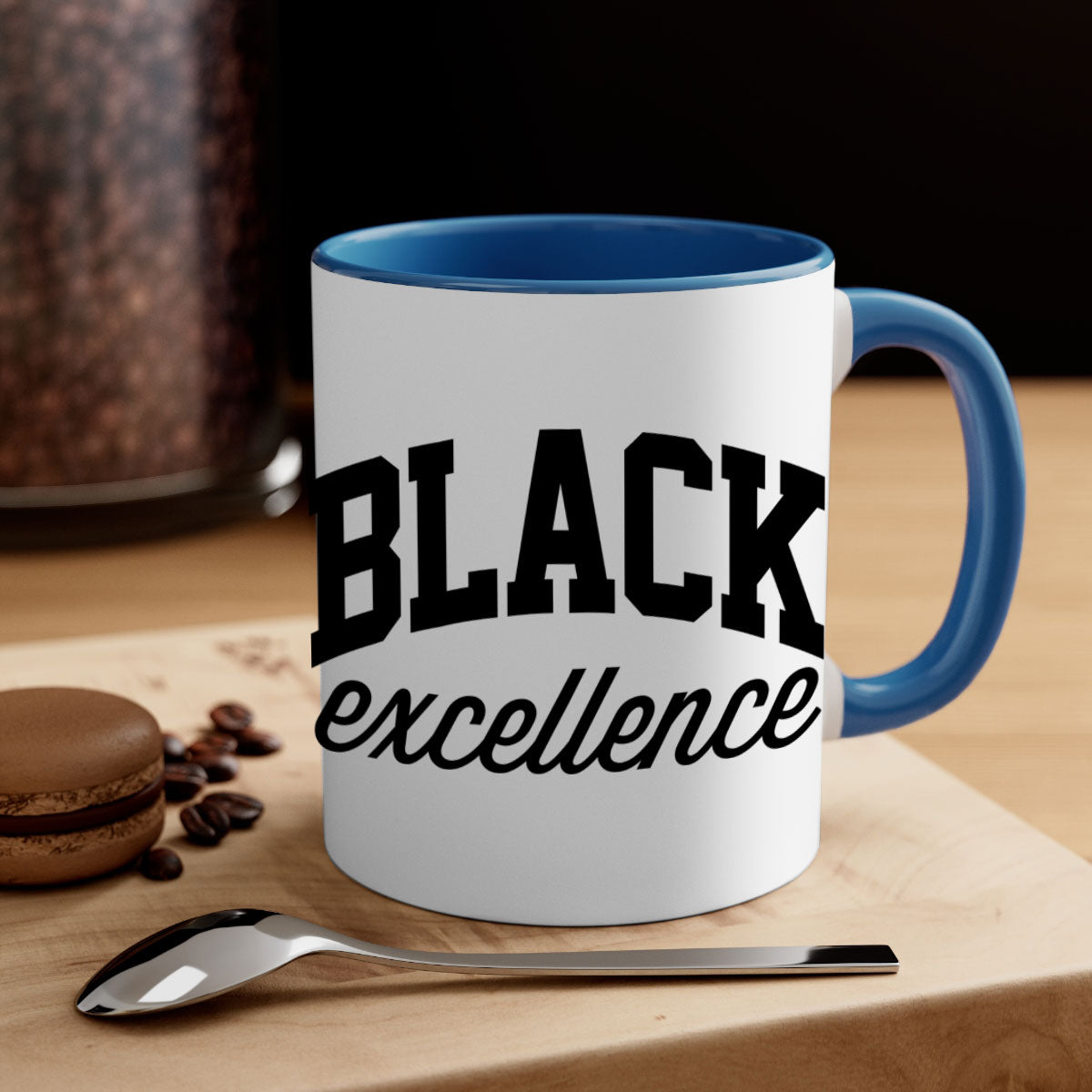 Black Excellence 211# Mug featuring a glossy finish with a colored handle and interior, available in multiple colors.