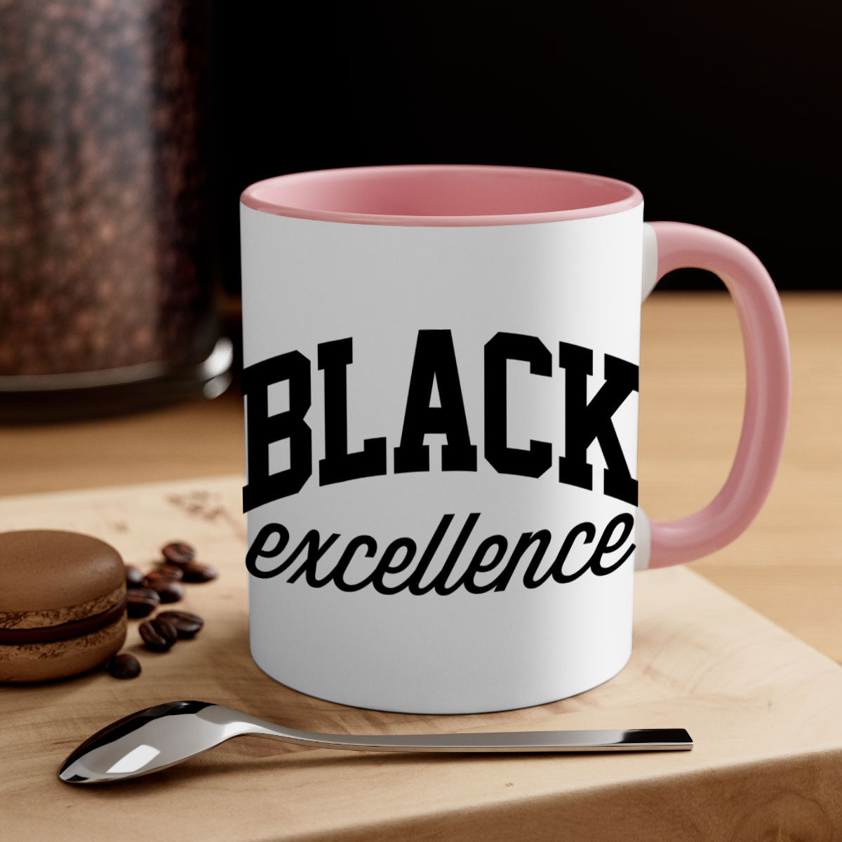 Black Excellence 211# Mug featuring a glossy finish with a colored handle and interior, available in multiple colors.