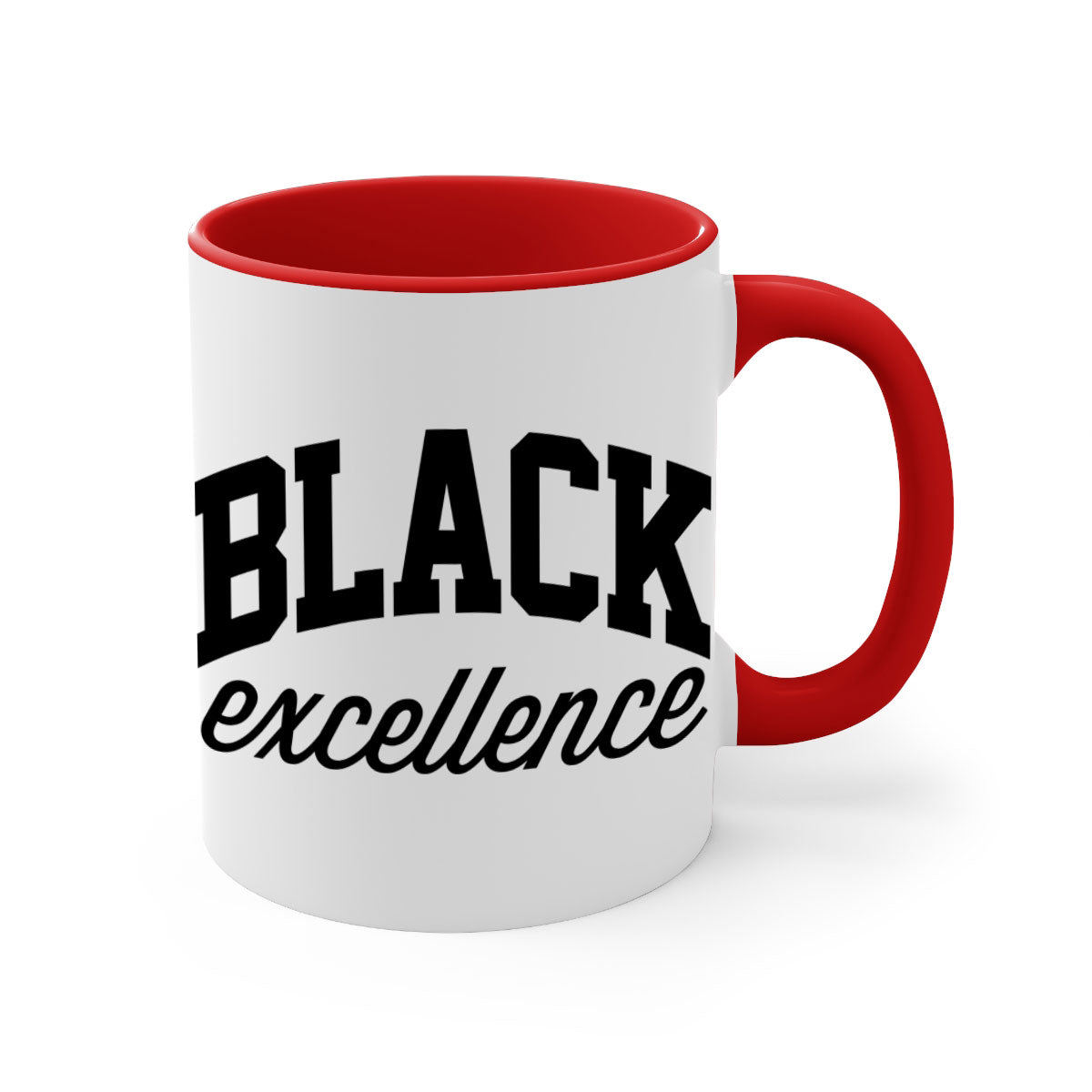 Black Excellence 211# Mug featuring a glossy finish with a colored handle and interior, available in multiple colors.