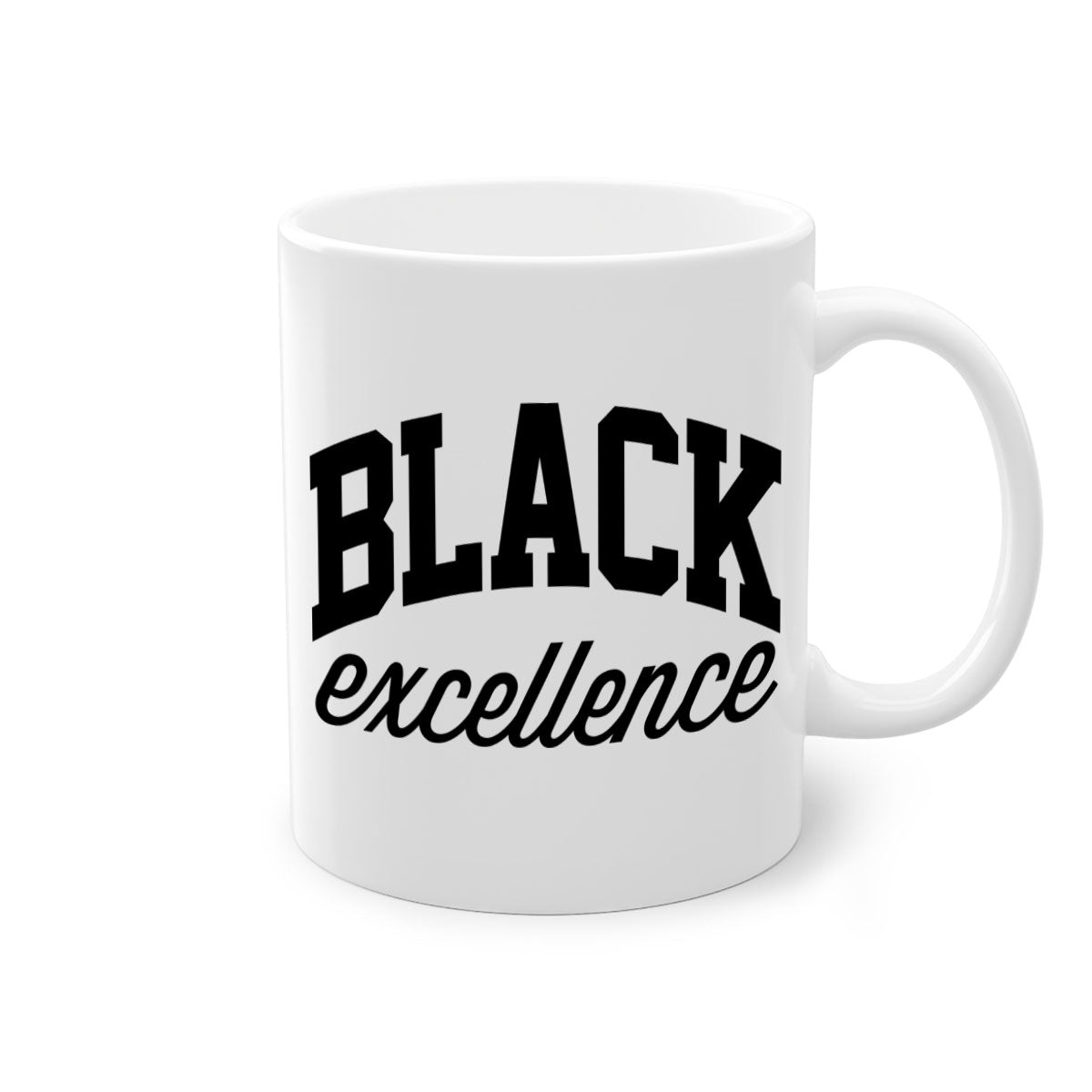 Black Excellence 211# Mug featuring a glossy finish with a colored handle and interior, available in multiple colors.