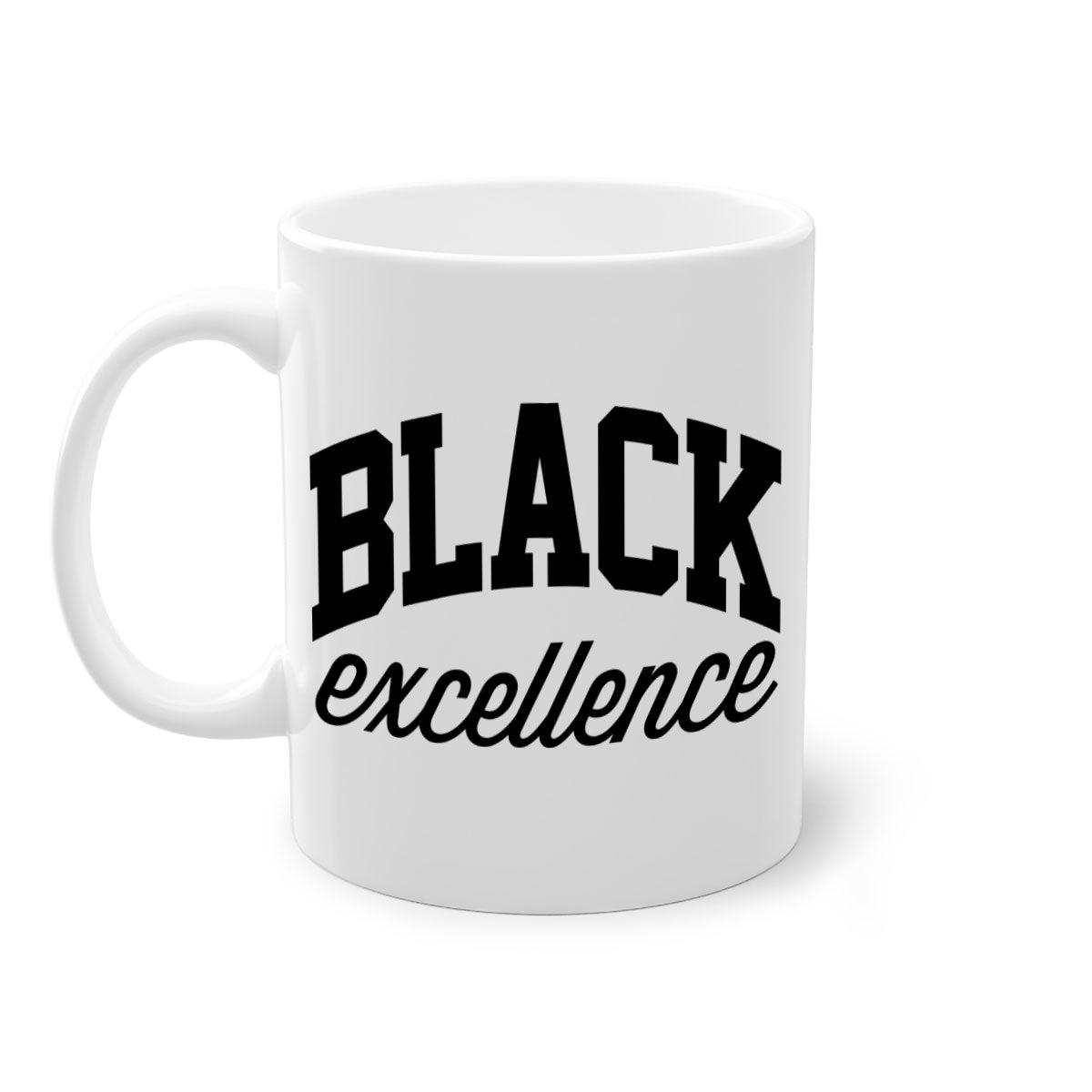 Black Excellence 211# Mug featuring a glossy finish with a colored handle and interior, available in multiple colors.