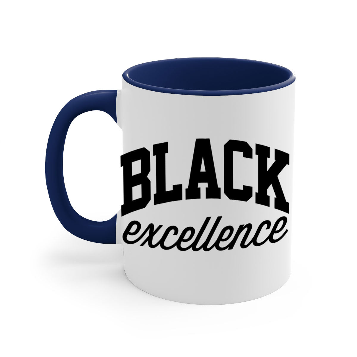 Black Excellence 211# Mug featuring a glossy finish with a colored handle and interior, available in multiple colors.