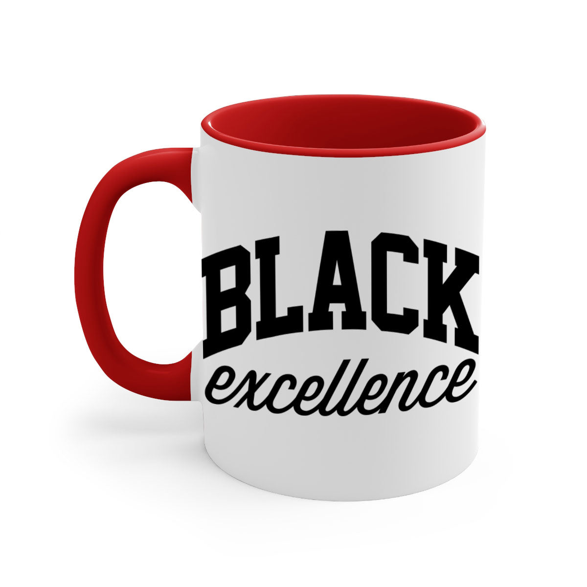 Black Excellence 211# Mug featuring a glossy finish with a colored handle and interior, available in multiple colors.