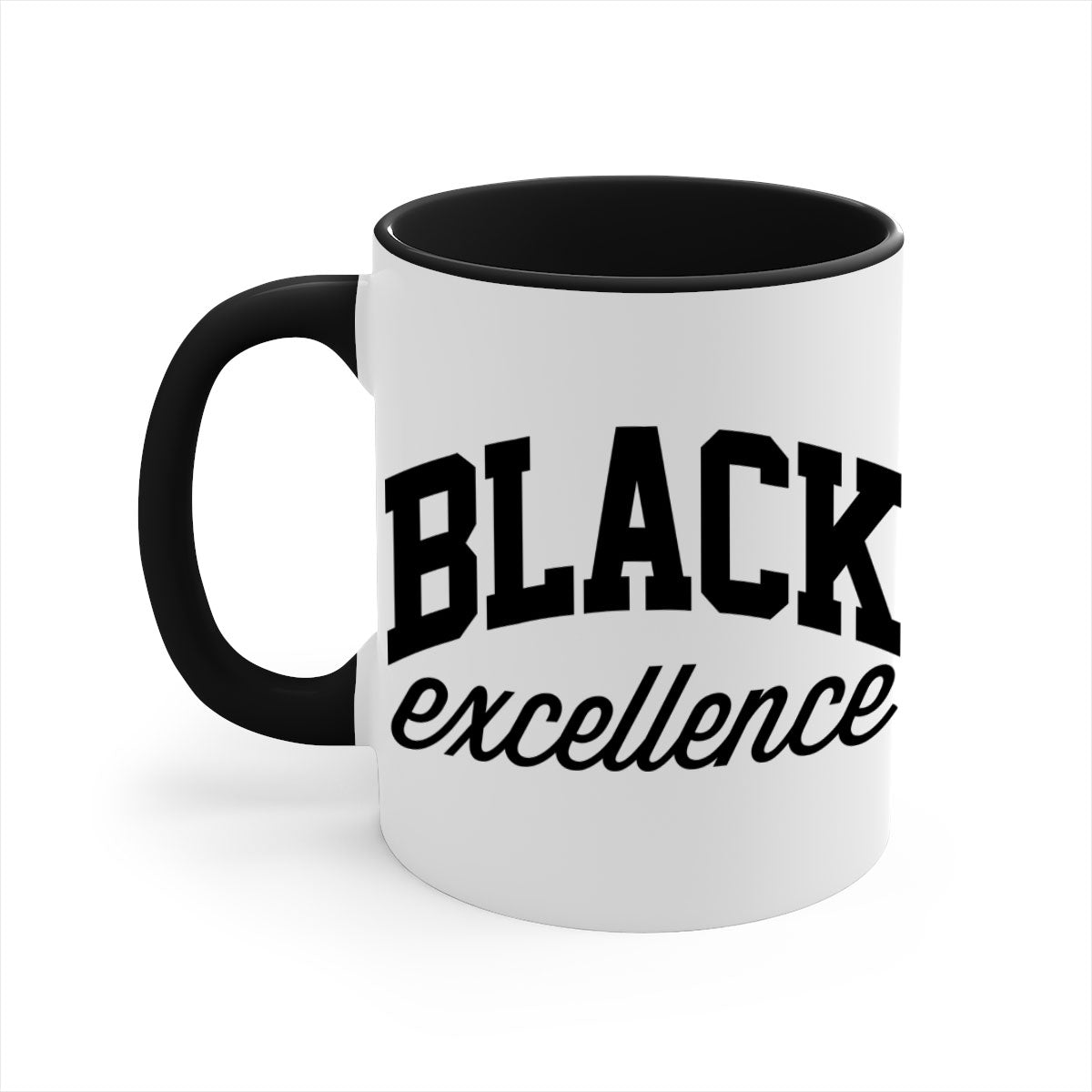 Black Excellence 211# Mug featuring a glossy finish with a colored handle and interior, available in multiple colors.