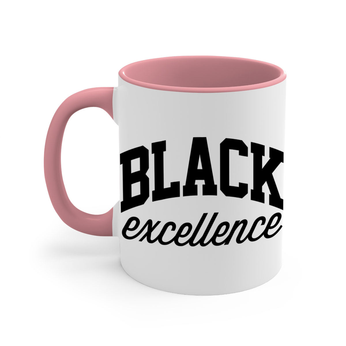 Black Excellence 211# Mug featuring a glossy finish with a colored handle and interior, available in multiple colors.