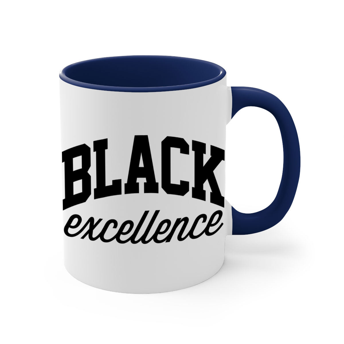 Black Excellence 211# Mug featuring a glossy finish with a colored handle and interior, available in multiple colors.