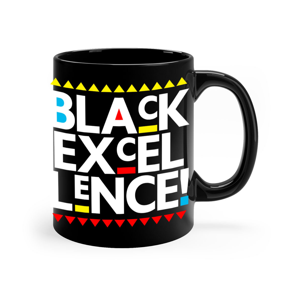 Black Excellence 210# Mug with colored handle and glossy finish, available in multiple colors and sizes.