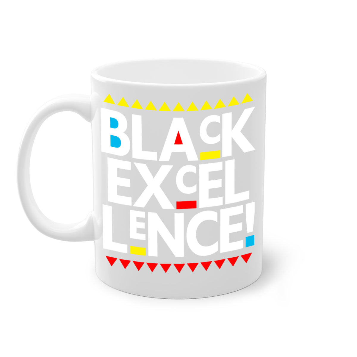 Black Excellence 210# Mug with colored handle and glossy finish, available in multiple colors and sizes.