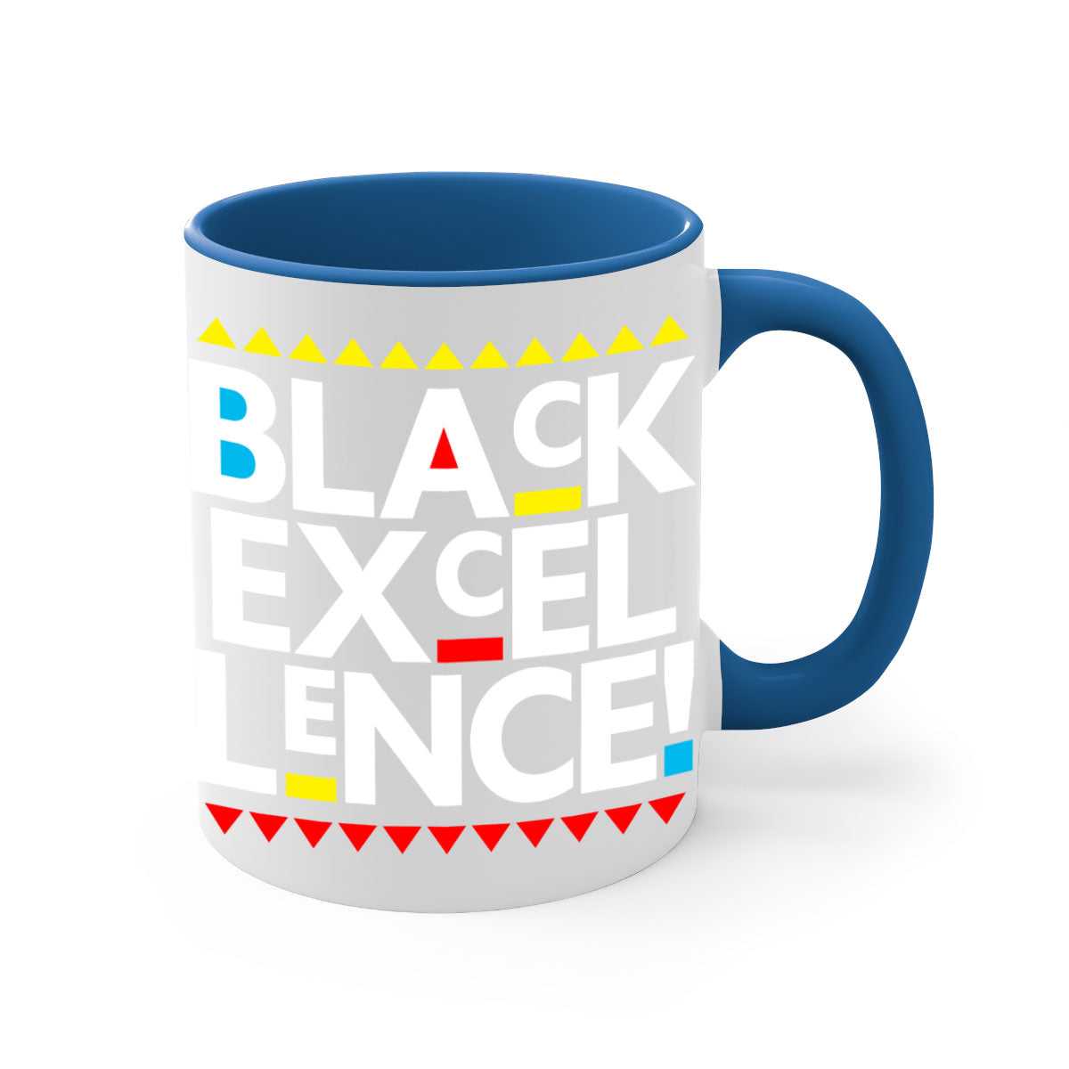 Black Excellence 210# Mug with colored handle and glossy finish, available in multiple colors and sizes.