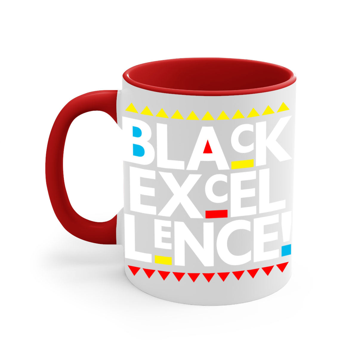 Black Excellence 210# Mug with colored handle and glossy finish, available in multiple colors and sizes.