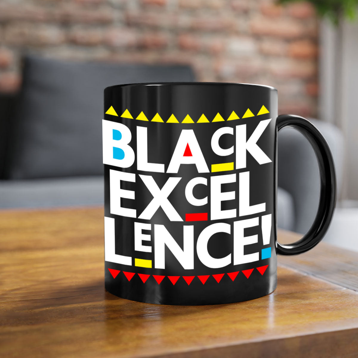 Black Excellence 210# Mug with colored handle and glossy finish, available in multiple colors and sizes.