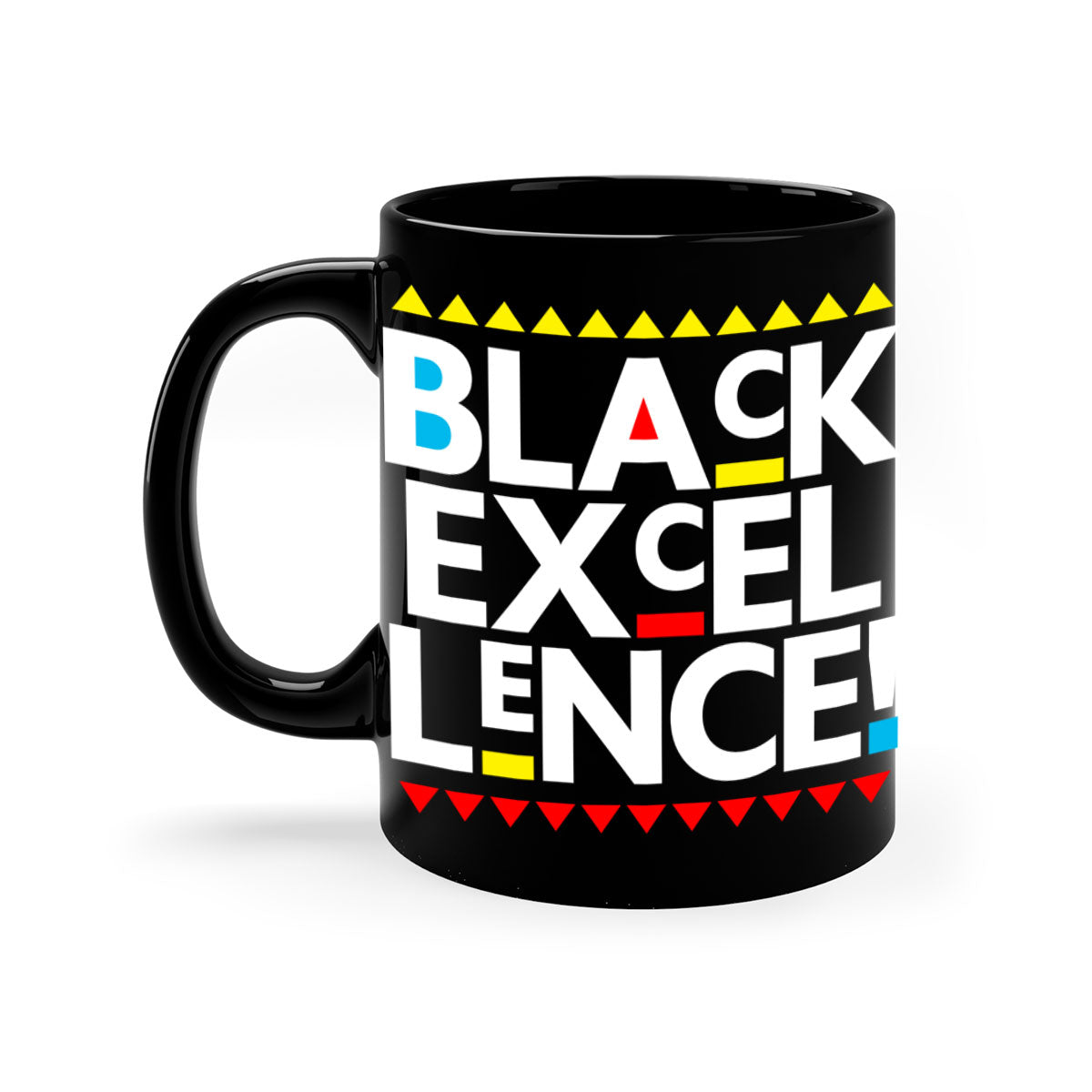 Black Excellence 210# Mug with colored handle and glossy finish, available in multiple colors and sizes.