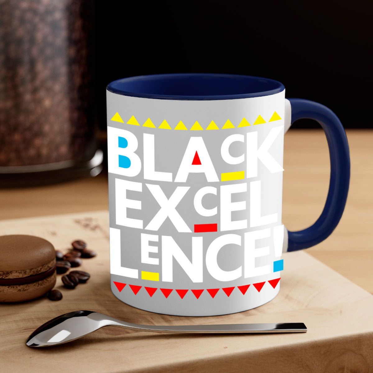 Black Excellence 210# Mug with colored handle and glossy finish, available in multiple colors and sizes.