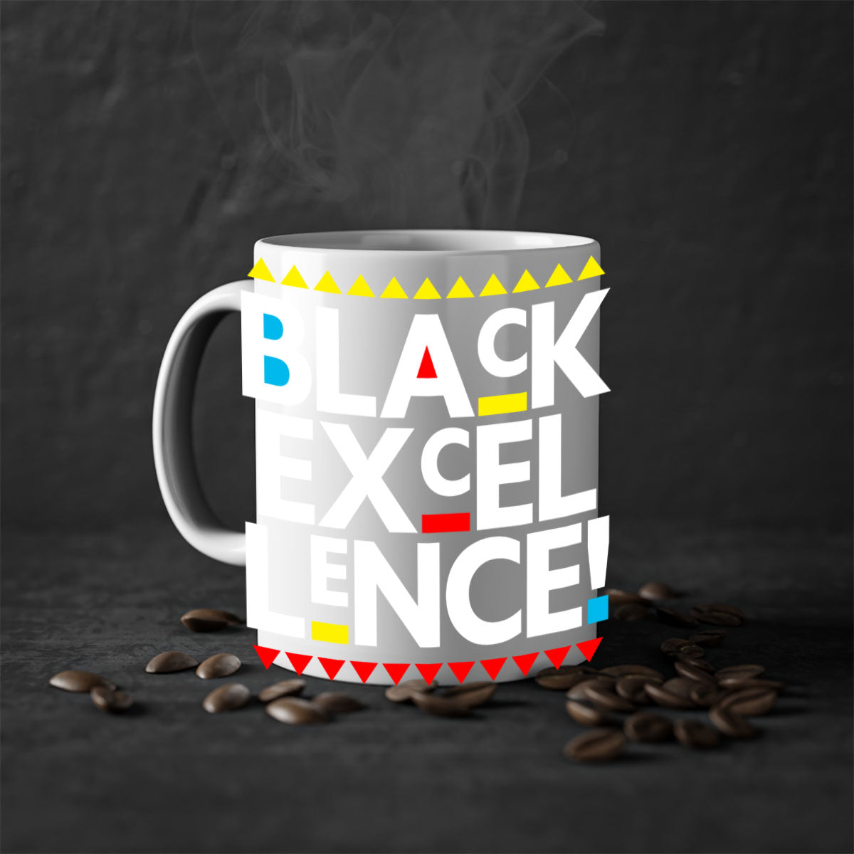 Black Excellence 210# Mug with colored handle and glossy finish, available in multiple colors and sizes.