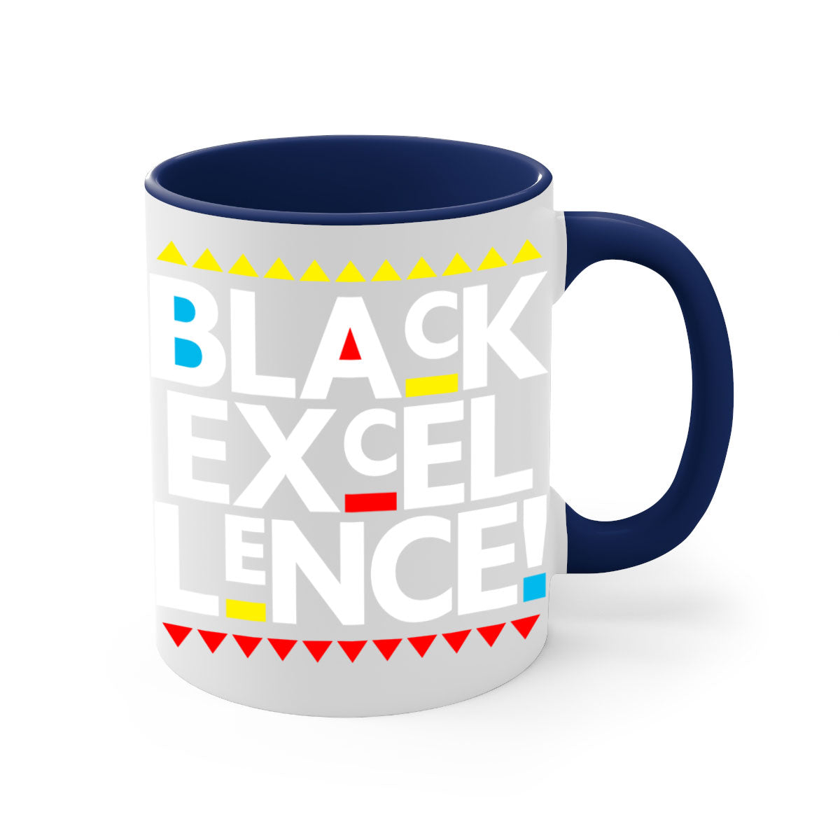 Black Excellence 210# Mug with colored handle and glossy finish, available in multiple colors and sizes.