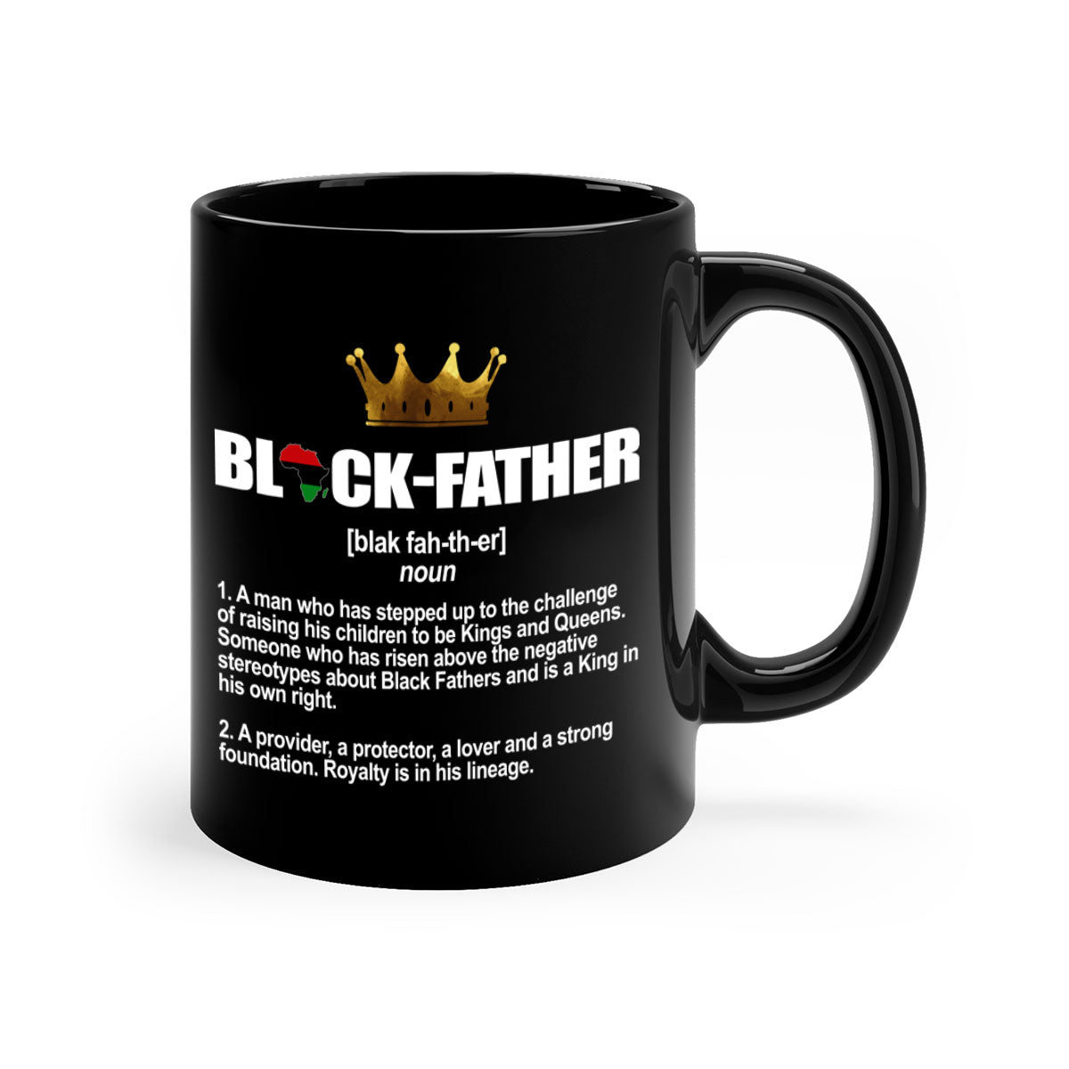 Black father 247# Mug featuring a glossy finish with a colored handle and interior, available in multiple colors.