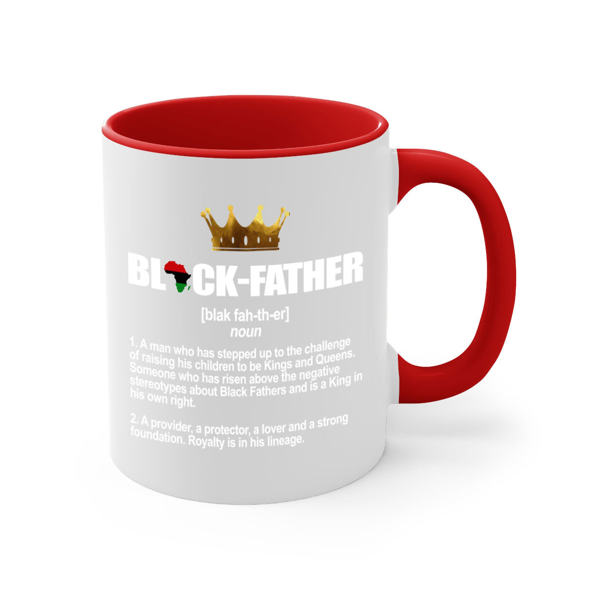 Black father 247# Mug featuring a glossy finish with a colored handle and interior, available in multiple colors.