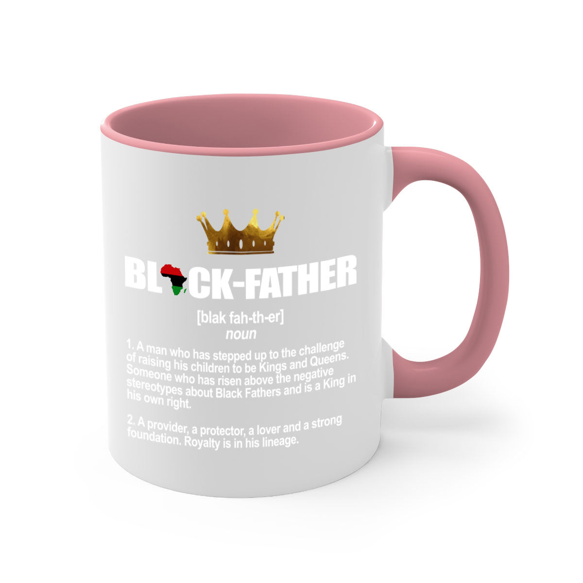 Black father 247# Mug featuring a glossy finish with a colored handle and interior, available in multiple colors.