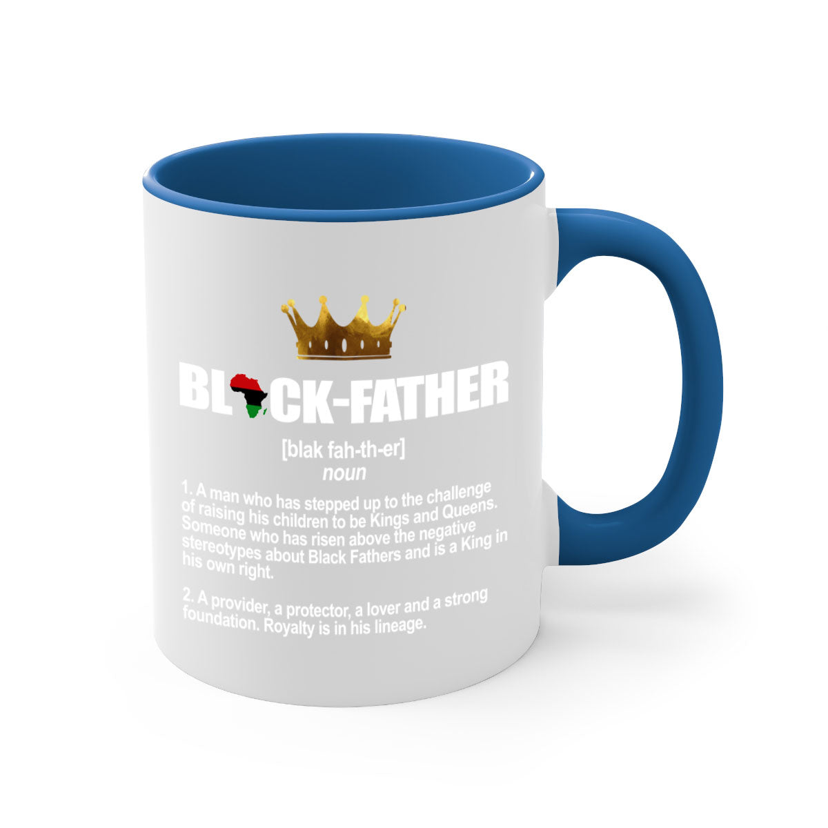 Black father 247# Mug featuring a glossy finish with a colored handle and interior, available in multiple colors.